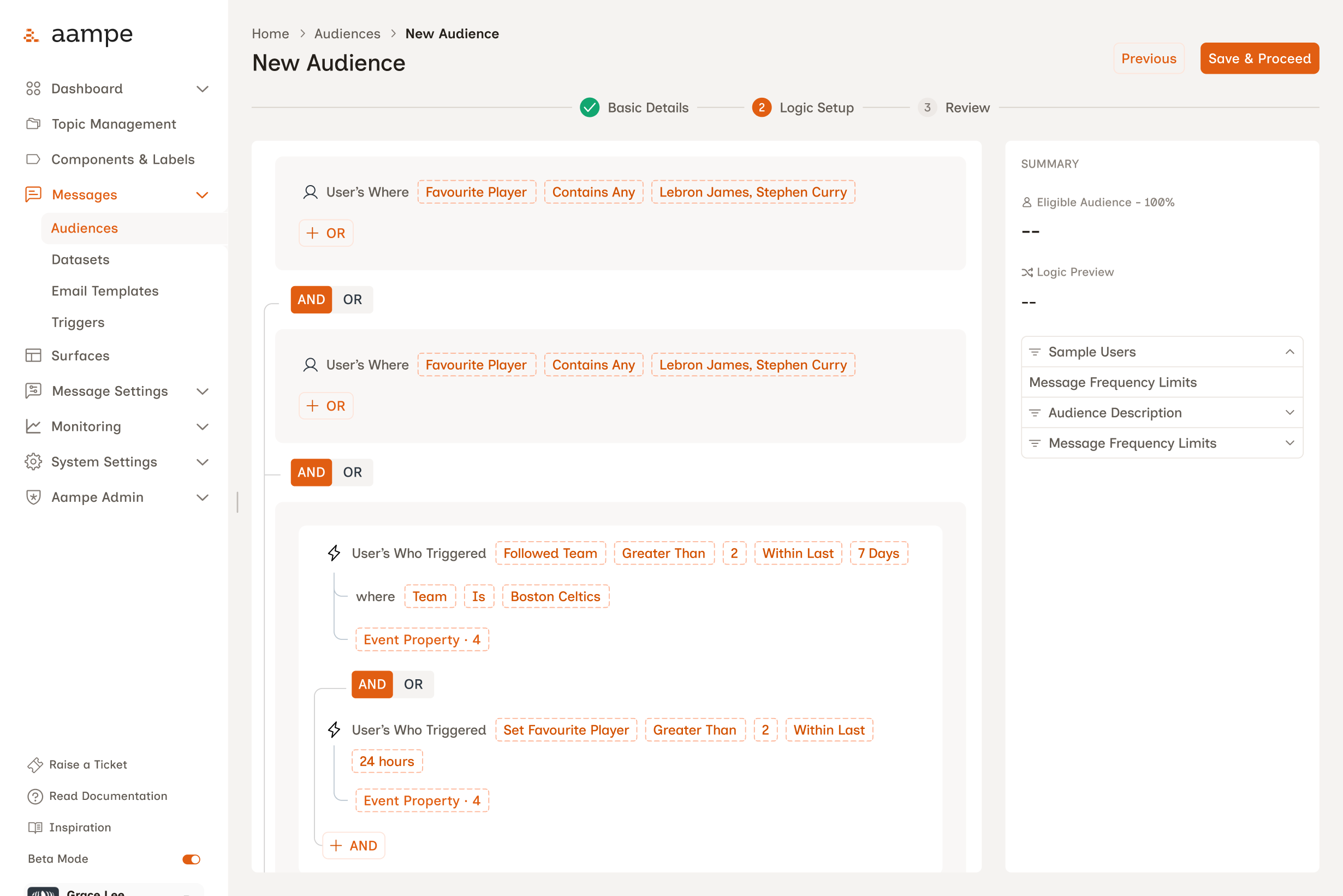Audience Builder preview