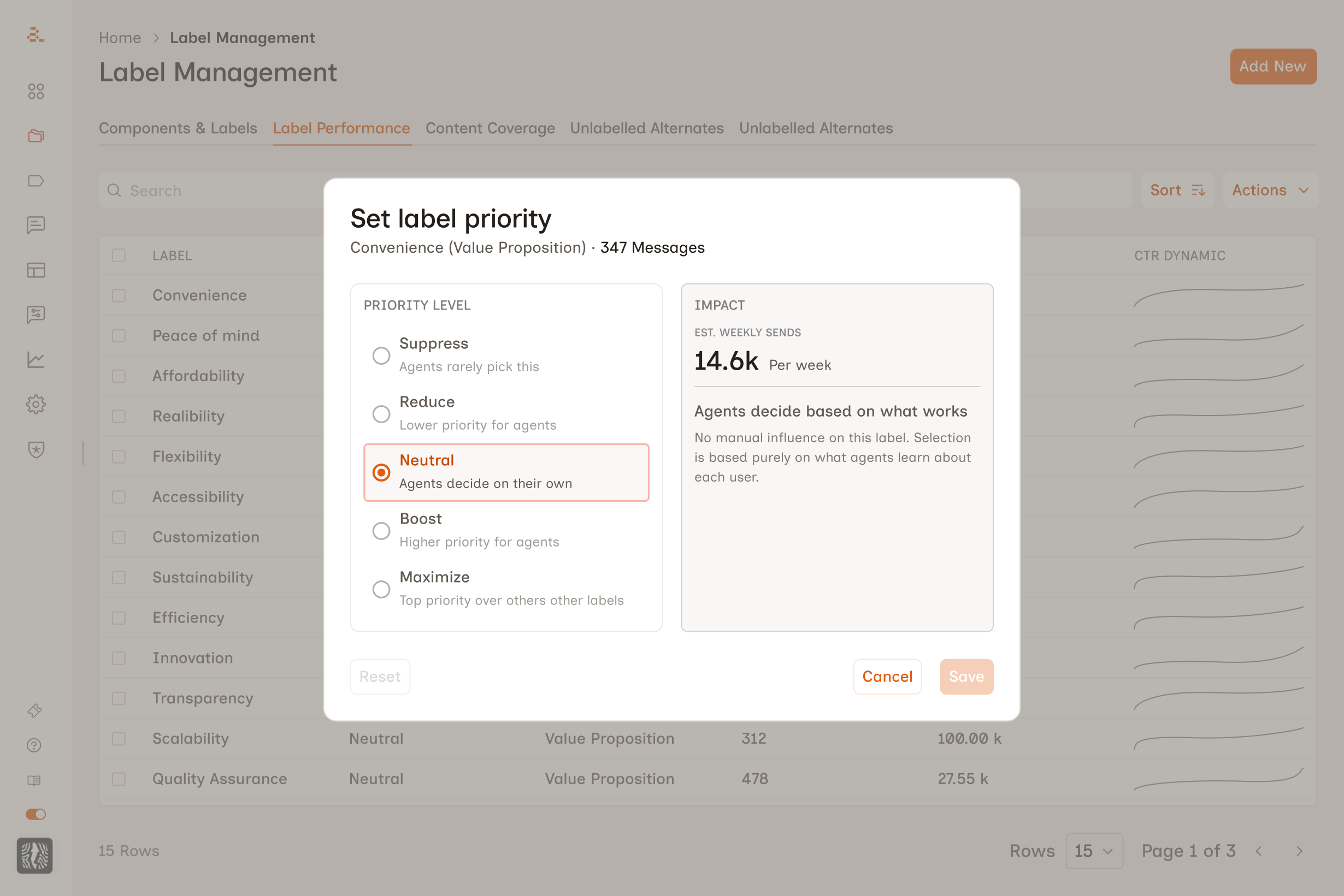 Label Priority preview
